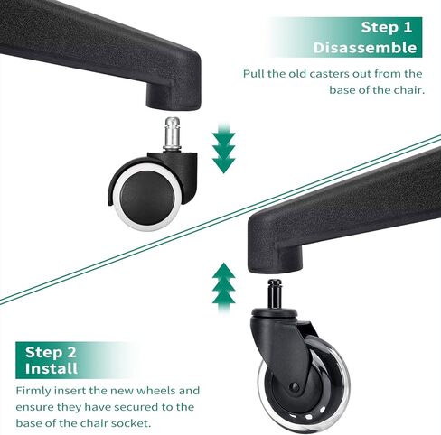 PRITEK Office Chair Wheels Set of 5, 3" Replacement Heavy Duty Rollerblade Rubber Chair Caster Wheels, Upgraded Version to Prevent Fluff and Dust in Kuwait