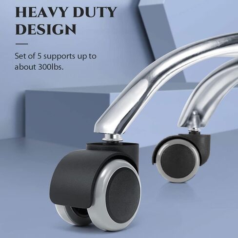 عجلات كرسي مكتب عالمية TBACW مقاس 2 بوصة بديلة شديدة التحمل، عجلات عجلات مطاطية بدون ضوضاء، ساق ذات حجم قياسي 7/16 بوصة 11 مم مجموعة من 5 قطع in Kuwait