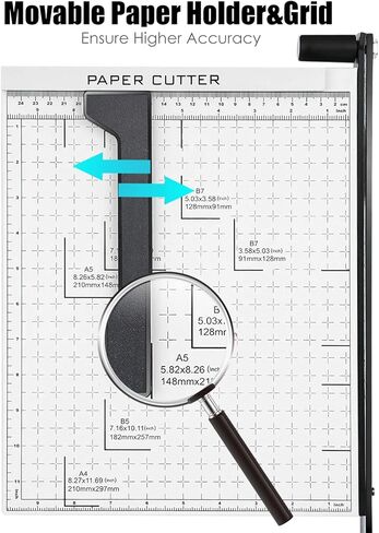 Paper Cutter Heavy Duty A4-B7, 12" Cut Length Guillotine Paper Trimmer for Cardstock Metal Base, with Safety Blade Lock&Dual Guides, 12 Sheets Capacity, for Home Office Classroom School in Kuwait