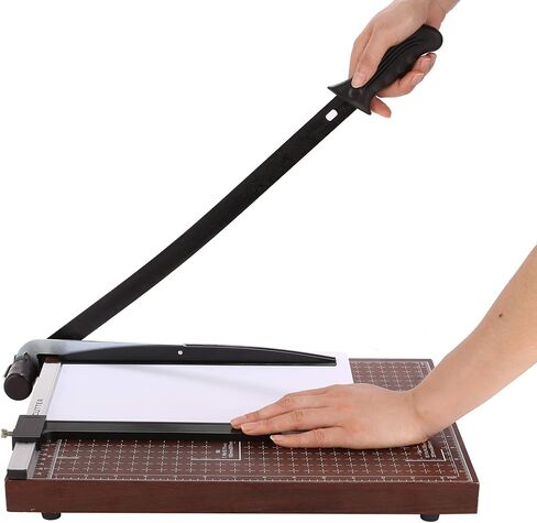 ماكينة تشذيب الورق المقصلة للورق بطول 15 بوصة وسعة 12 ورقة، قاعدة خشبية مع مشبك قابل للتعديل وقفل أمان (مخزون أمريكي) (15 بوصة) in Kuwait