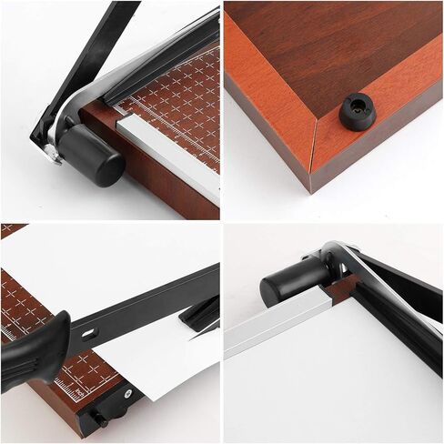 ماكينة تشذيب الورق المقصلة للورق بطول 15 بوصة وسعة 12 ورقة، قاعدة خشبية مع مشبك قابل للتعديل وقفل أمان (مخزون أمريكي) (15 بوصة) in Kuwait