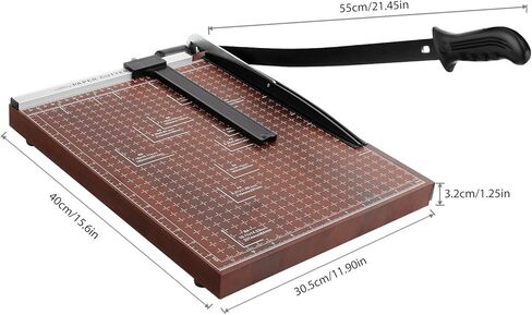 ماكينة تشذيب الورق المقصلة للورق بطول 15 بوصة وسعة 12 ورقة، قاعدة خشبية مع مشبك قابل للتعديل وقفل أمان (مخزون أمريكي) (15 بوصة) in Kuwait