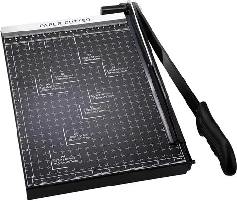 قاطعة ورق Puatul للبطاقات شديدة التحمل مقاس 12 بوصة، وقاعدة معدنية لتشذيب المقصلة بطول 12 بوصة، وسعة الأوراق، والمدرسة في الفصول الدراسية للمكتب المنزلي (أسود، A4) in Kuwait