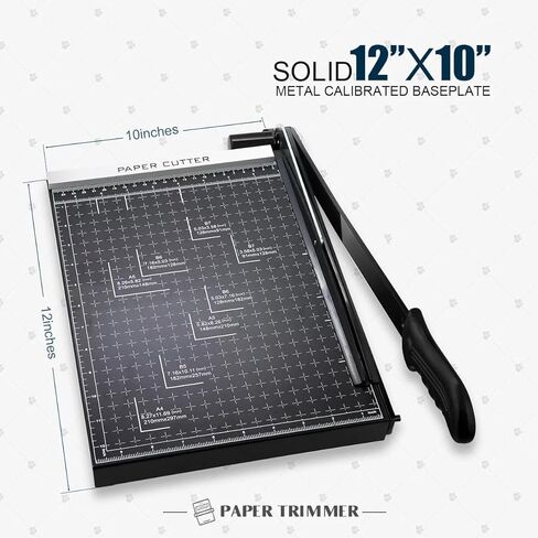 قاطعة ورق Puatul للبطاقات شديدة التحمل مقاس 12 بوصة، وقاعدة معدنية لتشذيب المقصلة بطول 12 بوصة، وسعة الأوراق، والمدرسة في الفصول الدراسية للمكتب المنزلي (أسود، A4) in Kuwait