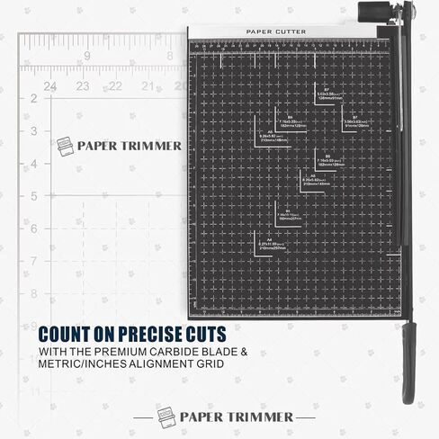 قاطعة ورق Puatul للبطاقات شديدة التحمل مقاس 12 بوصة، وقاعدة معدنية لتشذيب المقصلة بطول 12 بوصة، وسعة الأوراق، والمدرسة في الفصول الدراسية للمكتب المنزلي (أسود، A4) in Kuwait