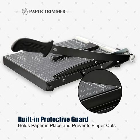 قاطعة ورق Puatul للبطاقات شديدة التحمل مقاس 12 بوصة، وقاعدة معدنية لتشذيب المقصلة بطول 12 بوصة، وسعة الأوراق، والمدرسة في الفصول الدراسية للمكتب المنزلي (أسود، A4) in Kuwait