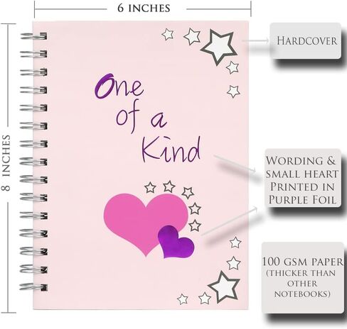 مجموعة هدايا دفتر وقلم "One of a Kind" للنساء أو الفتيات l وردي دوامي دفتر اليوميات مع قلم قلب في صندوق هدايا مع غطاء صلب مقوس وصفحات فارغة in Saudi Arabia