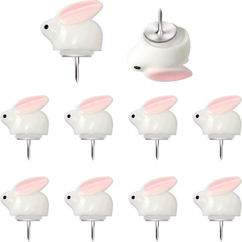 زدلارو 10 قطع من دبابيس دفع الارنب اللطيفة، دبابيس الابهام البلاستيكية المزخرفة على شكل ارنب كرتوني، دبابيس ضغط ابهام مبتكرة لتزيين جدار الصور ولوحة الفلين والخريطة ولوحة الاعلانات in Kuwait