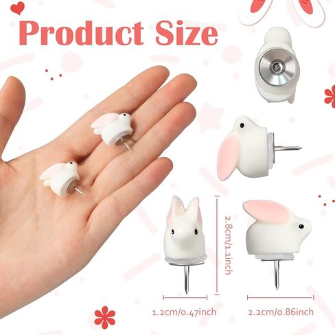 زدلارو 10 قطع من دبابيس دفع الارنب اللطيفة، دبابيس الابهام البلاستيكية المزخرفة على شكل ارنب كرتوني، دبابيس ضغط ابهام مبتكرة لتزيين جدار الصور ولوحة الفلين والخريطة ولوحة الاعلانات in Kuwait