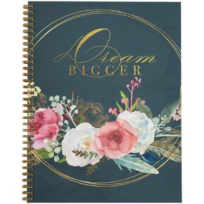 Softcover Believe Dream Shine 8.5" x 11" Motivational Spiral Notebook/Journal, 120 College Ruled Pages, Durable Gloss Laminated Cover, Gold Wire-o Spiral. Made in The USA