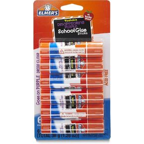 Elmer's Disappearing Purple (6g) and Clear Re-Stick School Glue Sticks (8g), Washable, 6 Grams, 7 Count in Kuwait