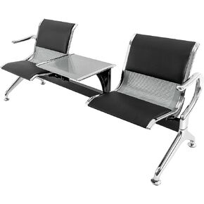 DYRABREST Waiting Room Chairs Silver Mesh Reception Bench Lobby Conference Chairs Waiting Area Seating Furniture with Arms for Guest Reception Airport Bank Hospital Offices