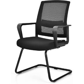 جلوبال واي كرسي مؤتمرات وغرفة اجتماعات مع قاعدة مزلقة معدنية ودعم قطني قابل للتعديل، كرسي استقبال شبكي منتصف الظهر، كرسي ضيوف للمكتب المنزلي، سهل التجميع، اسود in Kuwait