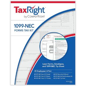 2024 TaxRight 1099-NEC Tax Kit (4-Part) | 15 Recipients |Self-Seal Envelopes Included (No Software) in Kuwait
