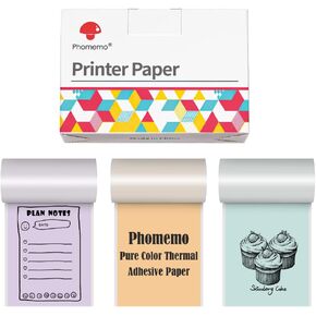 Phomemo White Self-Adhesive Thermal Paper, 4.3" Sticker Paper for Phomemo M04S/M04AS/M832/M834/M835 Bluetooth Thermal Printer, Black on White, 107mm x 3.5m, 3 Rolls