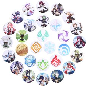 Genshin Impact Badges,Game Pins Badges,44mm Yuanshen Game Badges,Colourful Waterproof Badges,for Clothing,Backpack, Birthday Party Favors,Collection Gift for Anime Lovers White in Kuwait
