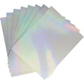 Clear Holographic Sticker Paper for Ink jet Printer 8.5 x 11 Inches Dries Quickly Waterproof Sticker Paper Rainbow Vinyl Sticker Paper 20 pcs