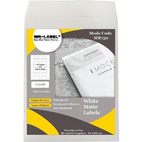 Mr-Label - 1" x 2-5/8" Matte White Address Labels - Permanent Adhesive Mailing Labels – Waterproof and Tear-Resistant Labels for Inkjet & Laser Printer & Handwritten (160 labels | 10 sheets) in Saudi Arabia