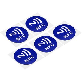 ملصقات PATIKIL NFC، 5 عبوات ملصقات علامات NTAG213 144 بايت ذاكرة قابلة للبرمجة بالكامل دائرية فارغة 30 مم/1.2 بوصة علامات NFC للهاتف، جهاز يدعم NFC، أزرق in Kuwait