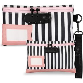 LEIFIDE 2 Pack Money Bag with Lock and Locking Pouch Cash Bag Locked Pencil Pouch Bank Bag with Combination Lock for Credit Cards Notary Supplies, 11.8 x 7.9 Inch and 9 x 5.1 Inch(Pink) in Saudi Arabia