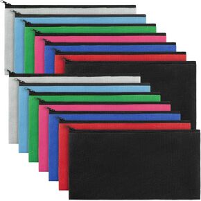 Teling 14 Pack Money Bank Bags with Zipper Security Bank Deposit Money Pouch Multicolor Cash Register Bags with Zipper Oxford Utility Pouch for Cash Coin Men Women,11 x 5.5 Inch(Bright Color)