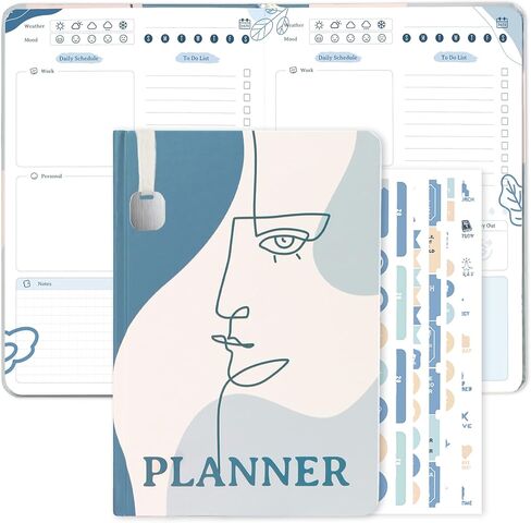 JueNi Daily To Do List Planner Notebook مع ملصقات (8 بوصة × 6 بوصة) - 2023 قائمة مرجعية للمهام غير مؤرخة لمدة 6 أشهر مجلة مخطط أكاديمي مع ملصقات لإدارة الوقت - لوازم مكتبية لتنظيم المواعيد والجداول الزمنية، وتخطيط جداول الأعمال، وتعزيز الإنتاجية - in Kuwait