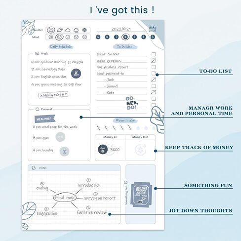 JueNi Daily To Do List Planner Notebook مع ملصقات (8 بوصة × 6 بوصة) - 2023 قائمة مرجعية للمهام غير مؤرخة لمدة 6 أشهر مجلة مخطط أكاديمي مع ملصقات لإدارة الوقت - لوازم مكتبية لتنظيم المواعيد والجداول الزمنية، وتخطيط جداول الأعمال، وتعزيز الإنتاجية - in Kuwait