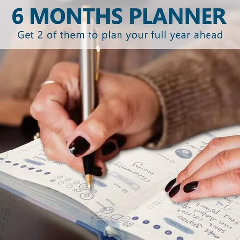 JueNi Daily To Do List Planner Notebook مع ملصقات (8 بوصة × 6 بوصة) - 2023 قائمة مرجعية للمهام غير مؤرخة لمدة 6 أشهر مجلة مخطط أكاديمي مع ملصقات لإدارة الوقت - لوازم مكتبية لتنظيم المواعيد والجداول الزمنية، وتخطيط جداول الأعمال، وتعزيز الإنتاجية - in Kuwait