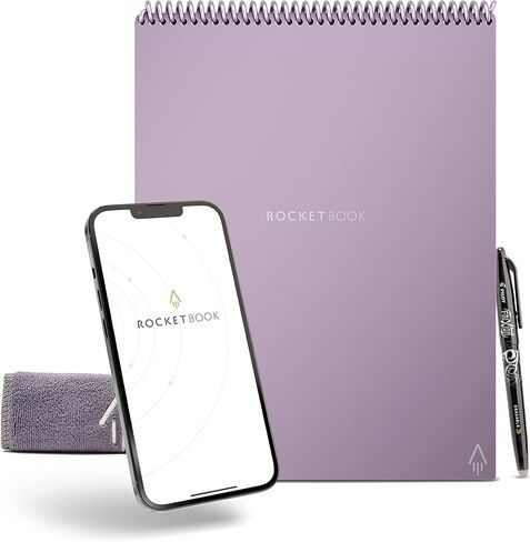دفتر Rocketbook الذكي القابل لإعادة الاستخدام، دفتر ملاحظات حلزوني بحجم تنفيذي، أسود إنفينيتي، (6 بوصة × 8.8 بوصة) in Kuwait