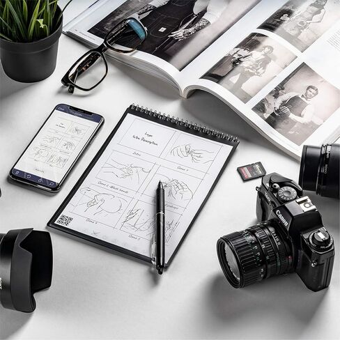 دفتر Rocketbook الذكي القابل لإعادة الاستخدام، دفتر ملاحظات حلزوني بحجم تنفيذي، أسود إنفينيتي، (6 بوصة × 8.8 بوصة) in Kuwait