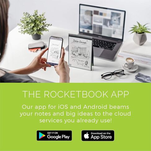 دفتر Rocketbook الذكي القابل لإعادة الاستخدام، دفتر ملاحظات حلزوني بحجم تنفيذي، أسود إنفينيتي، (6 بوصة × 8.8 بوصة) in Kuwait