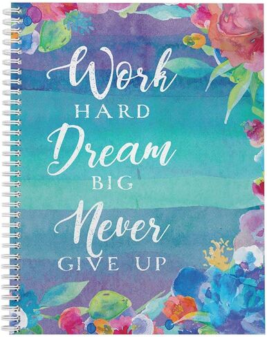 Softcover Work Hard مقاس 8.5 بوصة × 11 بوصة، دفتر/مجلة حلزونية تحفيزية، 120 صفحة مسطرة بالكلية، غطاء مصفح لامع متين، سلك حلزوني أبيض. صنع في الولايات المتحدة الأمريكية in Kuwait
