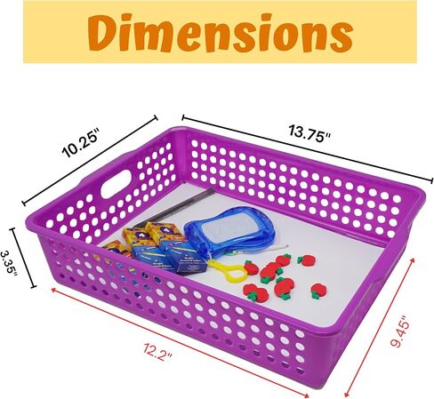 6 Pack Colorful Plastic Classroom Storage Bins 13.75" X 10.25" for Organizing Papers, Pencils, Arts and Crafts Supplies, Rainbow Containers for Kids School Supplies by 4E's Novelty in Saudi Arabia