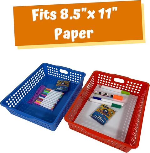 6 Pack Colorful Plastic Classroom Storage Bins 13.75" X 10.25" for Organizing Papers, Pencils, Arts and Crafts Supplies, Rainbow Containers for Kids School Supplies by 4E's Novelty in Saudi Arabia