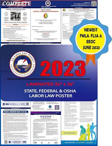 2023 Wisconsin WI All in One Workplace Compliance & Labor Law Poster (Federal State & OSHA) English Laminated in Kuwait