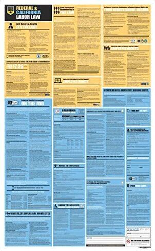 California State and Federal Labor Laws Complete All-in-One Poster, 2022 Edition, English Version, 27 x 44 Inches UV Coated Paper, Workplace Compliant in Kuwait