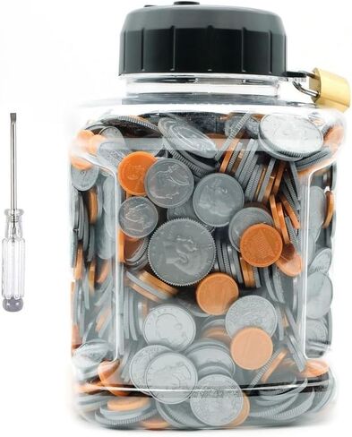 برطمان توفير رقمي للعملات المعدنية - حصالة كبيرة للعملات المعدنية للبالغين والاولاد مع عداد LCD، وعاء رائع لعد النقود مع المبلغ الاجمالي المعروض، مصمم لجميع العملات المعدنية الامريكية in Kuwait