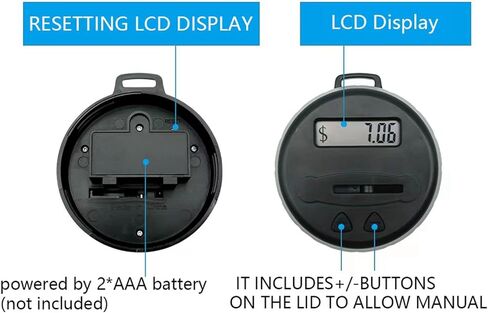 برطمان توفير رقمي للعملات المعدنية - حصالة كبيرة للعملات المعدنية للبالغين والاولاد مع عداد LCD، وعاء رائع لعد النقود مع المبلغ الاجمالي المعروض، مصمم لجميع العملات المعدنية الامريكية in Kuwait