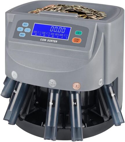 Coin Counter Machine, Coin Roller Sorter Machine, Coin Roller/Rolling Machine, Portable Coin Separator with 5 Coin Bins for Business&Home in Kuwait