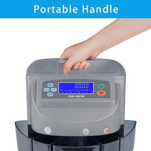 Coin Counter Machine, Coin Roller Sorter Machine, Coin Roller/Rolling Machine, Portable Coin Separator with 5 Coin Bins for Business&Home in Kuwait