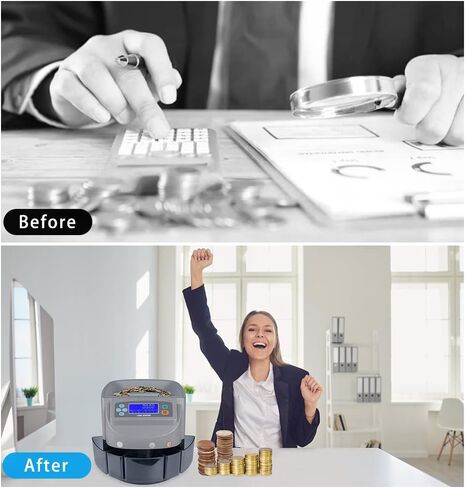 Coin Counter Machine, Coin Roller Sorter Machine, Coin Roller/Rolling Machine, Portable Coin Separator with 5 Coin Bins for Business&Home in Kuwait