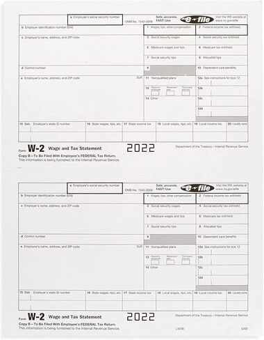 W2 Tax Forms 2022, 4 Part Laser Forms, 25 Employee Kit for QuickBooks and Accounting Software, Self Seal Envelopes Included, IRS Approved in Saudi Arabia
