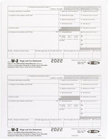 W2 Tax Forms 2022, 4 Part Laser Forms, 25 Employee Kit for QuickBooks and Accounting Software, Self Seal Envelopes Included, IRS Approved in Saudi Arabia