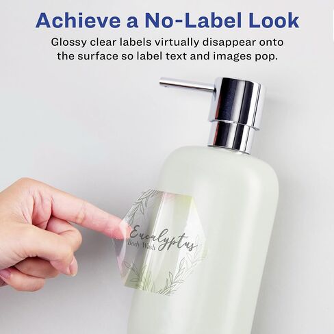 Avery Glossy Clear Hexagon Labels with Sure Feed, 1-1/2" x 1-47/54", 1,000 Glossy Clear Labels, Print-to-The-Edge, Laser/Inkjet Printable Labels in Saudi Arabia