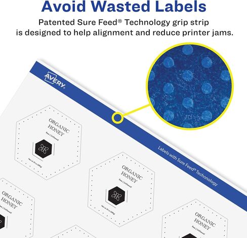 Avery Glossy Clear Hexagon Labels with Sure Feed, 1-1/2" x 1-47/54", 1,000 Glossy Clear Labels, Print-to-The-Edge, Laser/Inkjet Printable Labels in Saudi Arabia