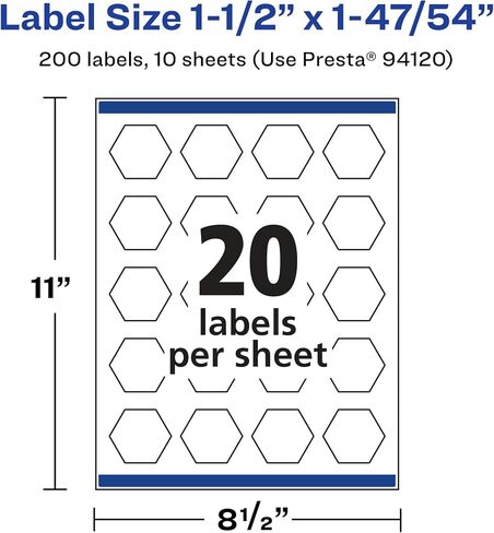 Avery Glossy Clear Hexagon Labels with Sure Feed, 1-1/2" x 1-47/54", 1,000 Glossy Clear Labels, Print-to-The-Edge, Laser/Inkjet Printable Labels in Saudi Arabia