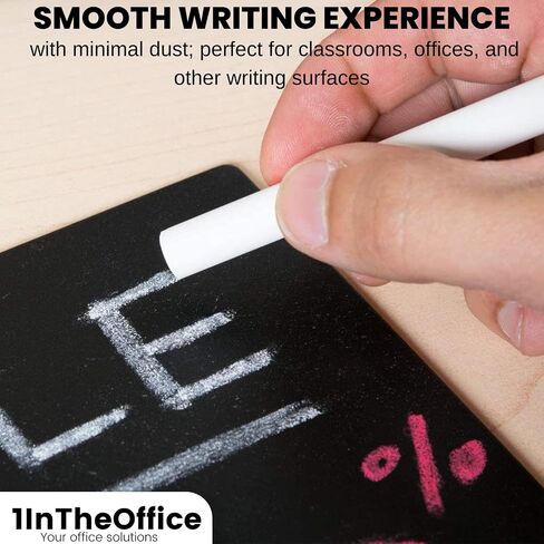 1InTheOffice طباشير سبورة بيضاء، طباشير أبيض بدون غبار، طباشير أبيض، 48 عبوة in Saudi Arabia