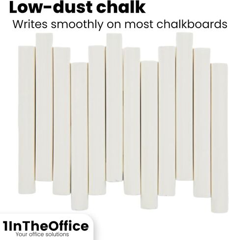 1InTheOffice طباشير سبورة بيضاء، طباشير أبيض بدون غبار، طباشير أبيض، 48 عبوة in Saudi Arabia