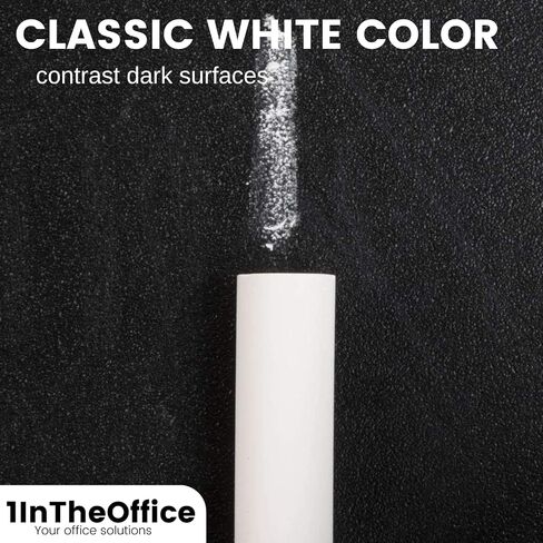 1InTheOffice طباشير سبورة بيضاء، طباشير أبيض بدون غبار، طباشير أبيض، 48 عبوة in Saudi Arabia