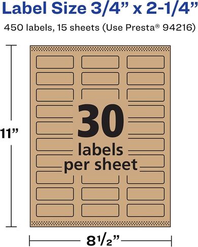 Avery Kraft Brown Rectangle Labels with Sure Feed, 0.75" x 2.25", 1,500 Kraft Brown Labels, Print-to-The-Edge, Laser/Inkjet Printable Labels in Saudi Arabia